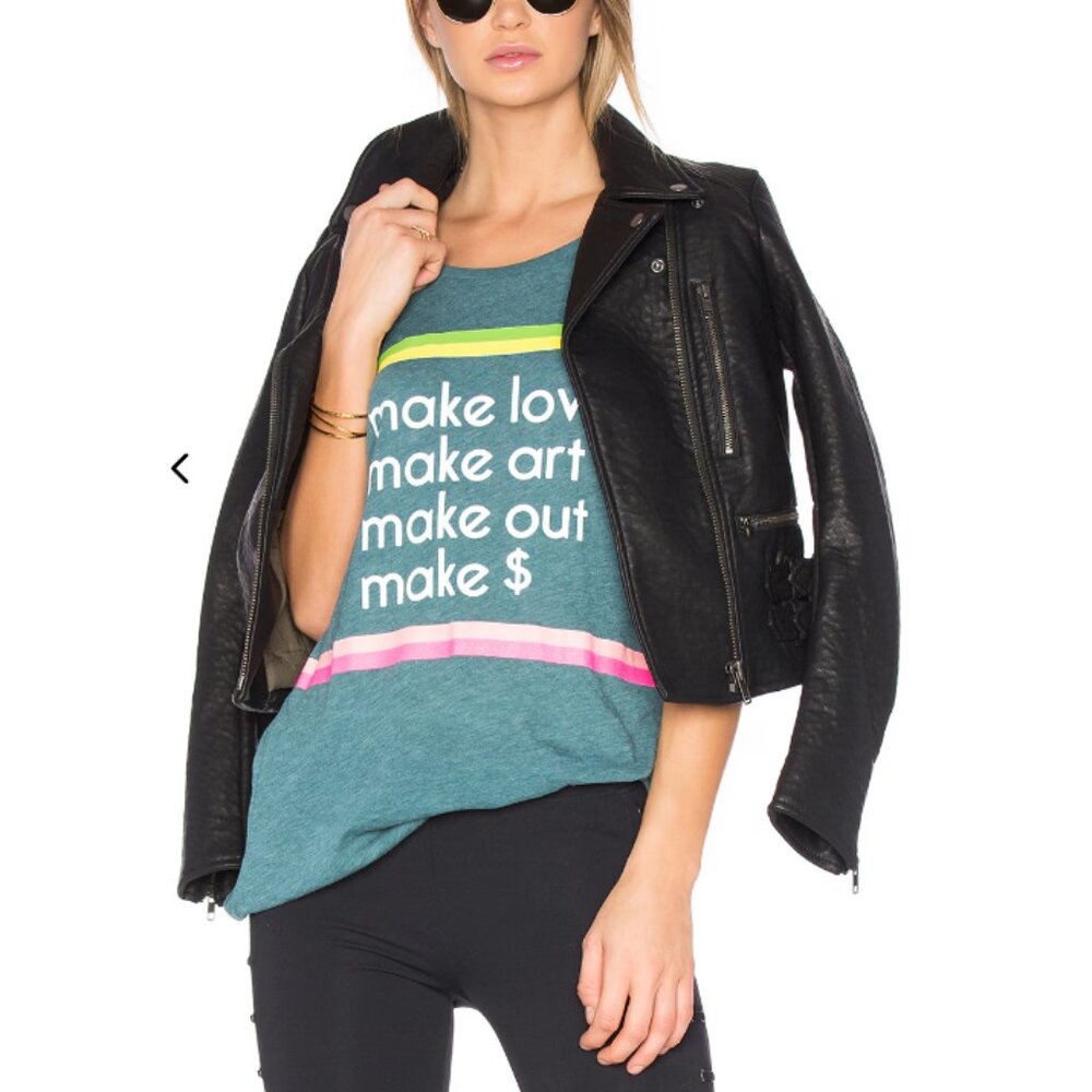 Wildfox Couture Make It Short Sleeve Tee Shirt in Sapphire XS Like New Revolve